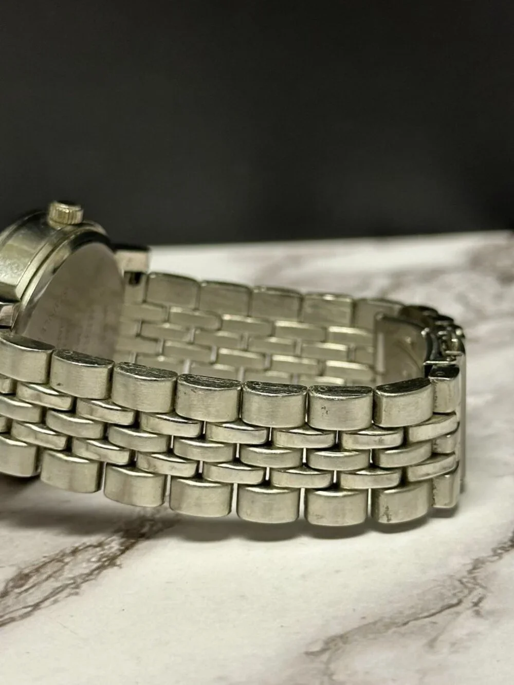 3/$30 Merona Watch Women Silver Tone Baton Indexes Round 38MM Dial 7.5